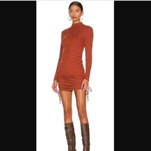 BB Dakota by Steve Madden Rust RIbbed Knit Bodycon Ruched Mini Dress XS